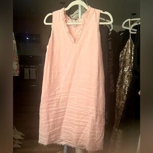 Tommy Bahama Two Palms Ruffle Linen Dress in Bikini (Light Pink) Size S